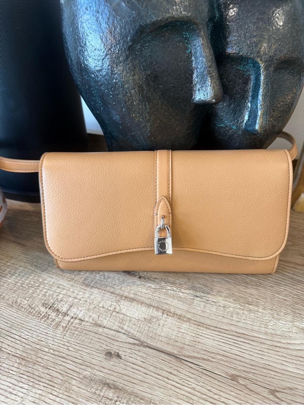 NWT Stella McCartney Ryder Flap Crossbody Wallet Honey Vegan Leather